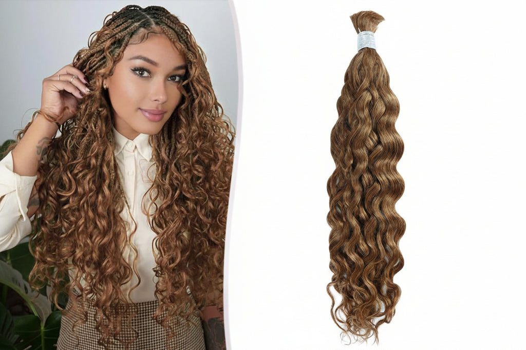 Mèches water wave sans trame cheveux humains cuivré brun 30 - vue 1