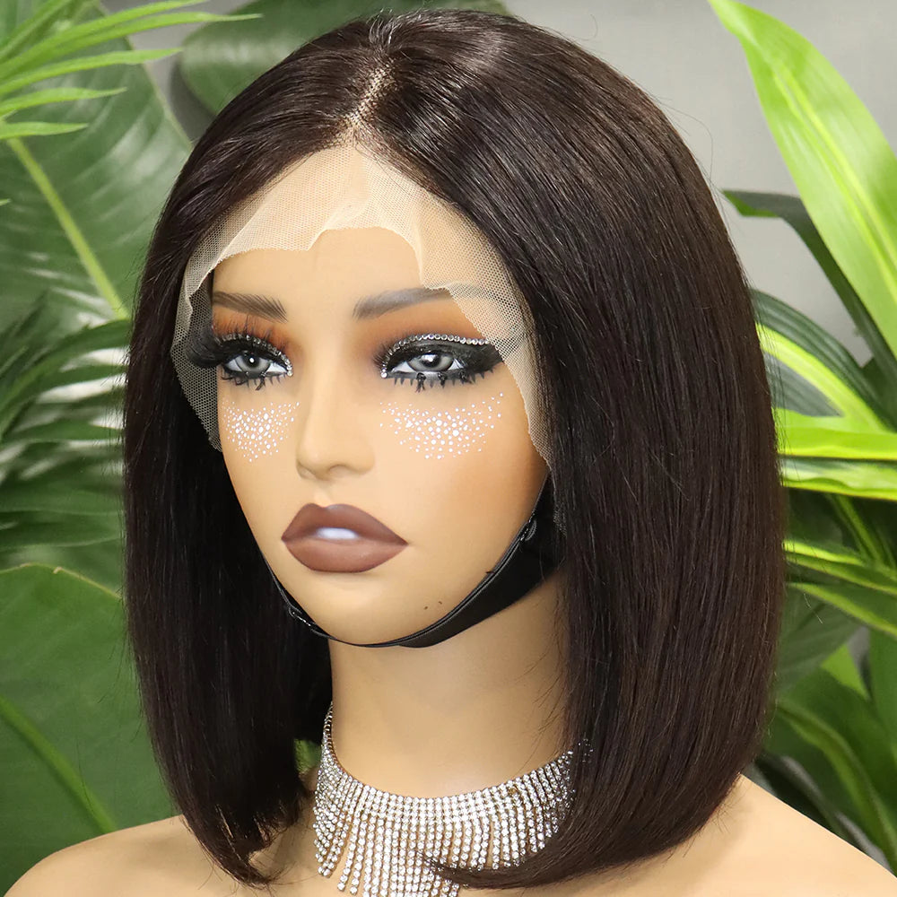 Perruque bob lisse 250% lace 13x4 cheveux humains vierges raw Remy - vue 3