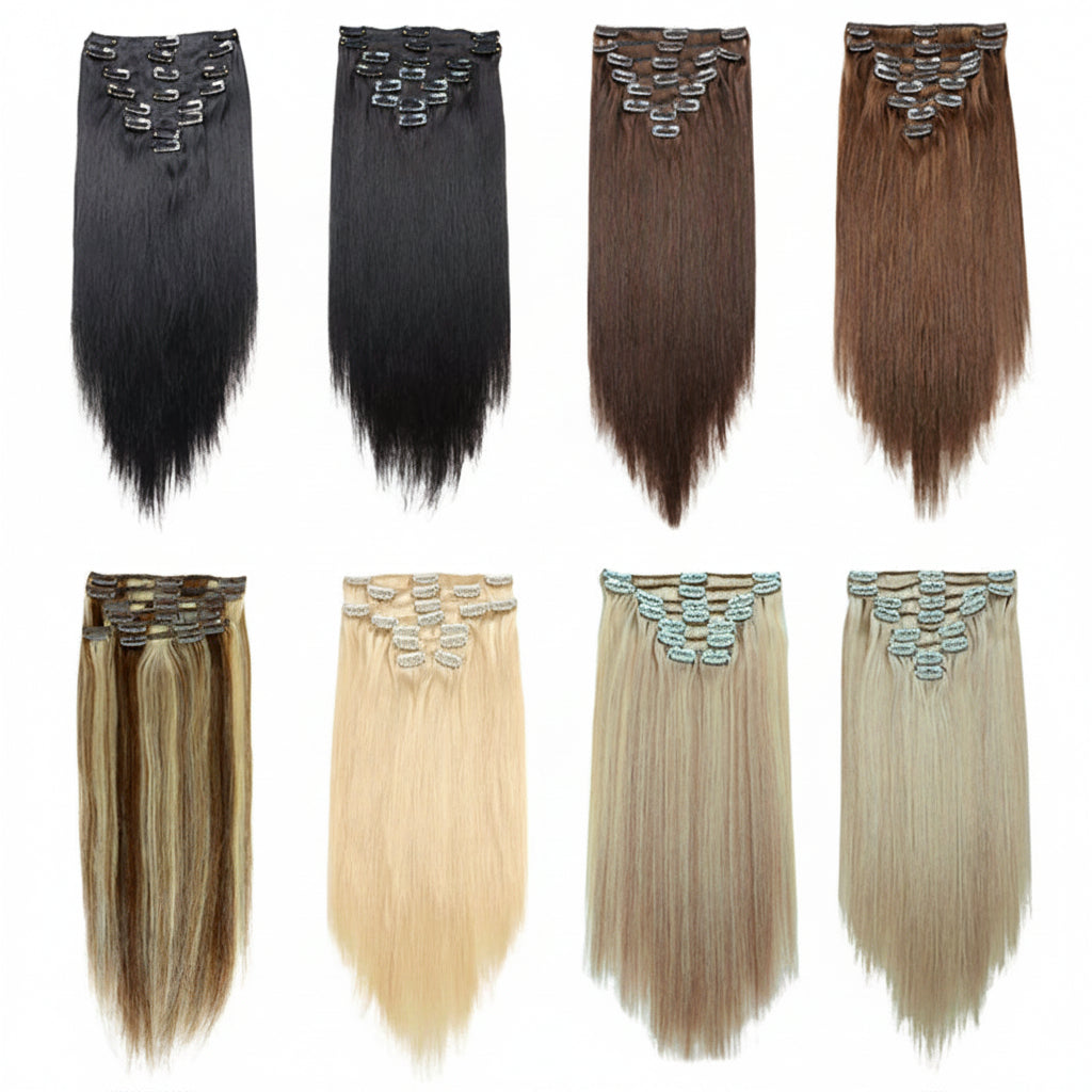 Extensions clips cheveux humains russes lisses brun chocolat 4 - vue 4
