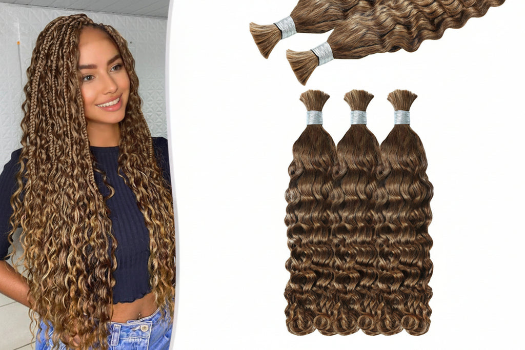 Mèches italian curly sans trame cuivré brun 30 - vue 1