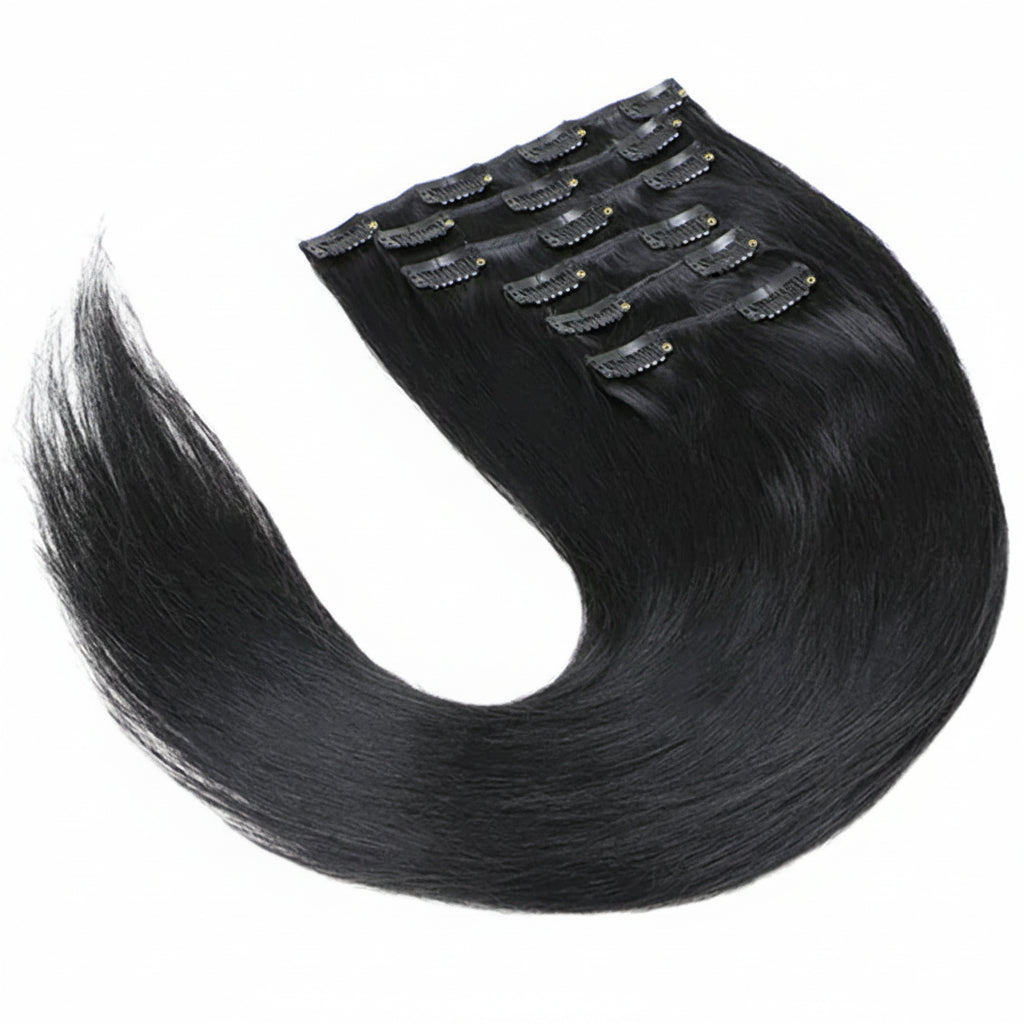 Extensions clips lisses noir naturel 8 pièces - vue 4