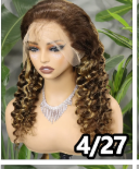Perruque lace front deep wave 220% coloris 4-27 brun miel détail