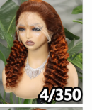 Perruque lace front deep wave 220% coloris châtain cuivré 4-350