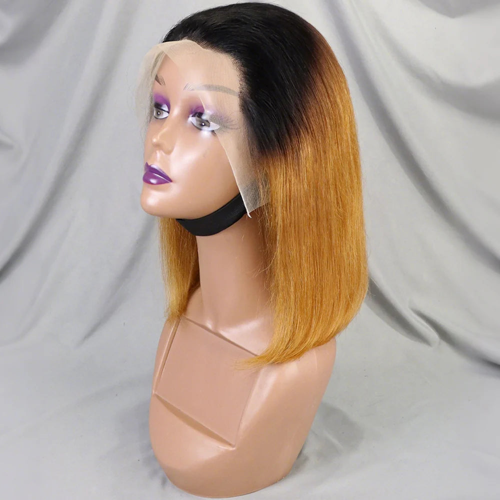 Perruque bob lisse 200% noir naturel auburn cuivré - vue 4