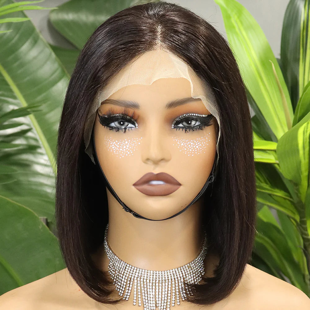 Perruque bob lisse 250% lace 13x4 cheveux humains vierges raw Remy - vue 2