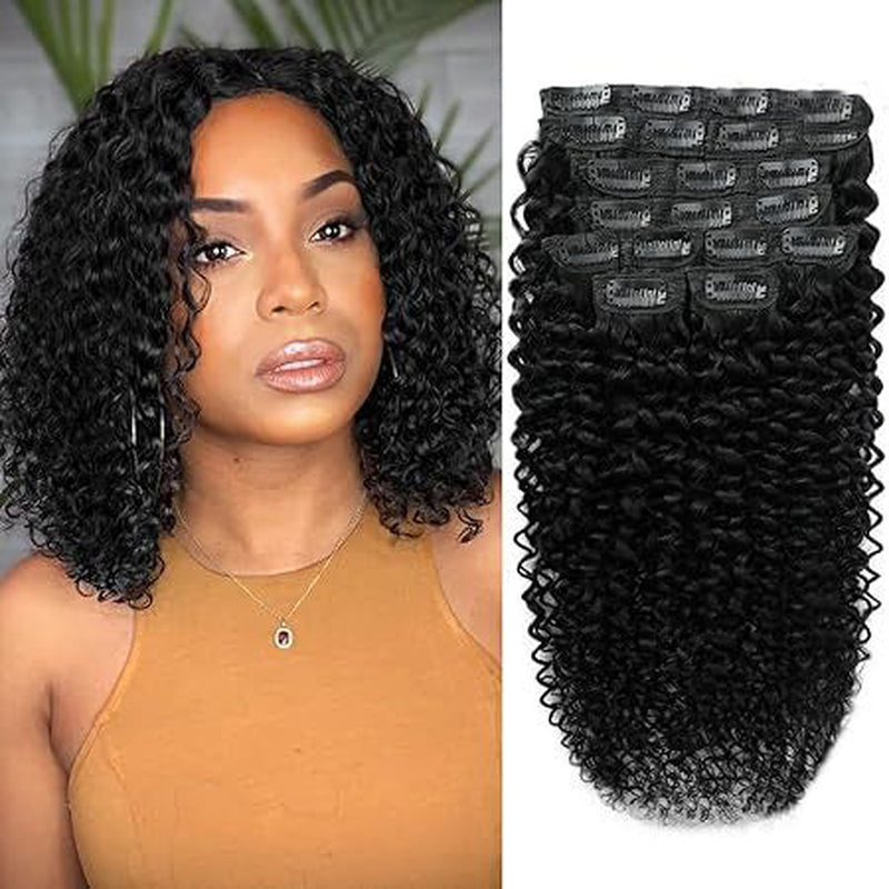Extensions clips invisibles cheveux humains noir naturel 8 pièces - vue 4