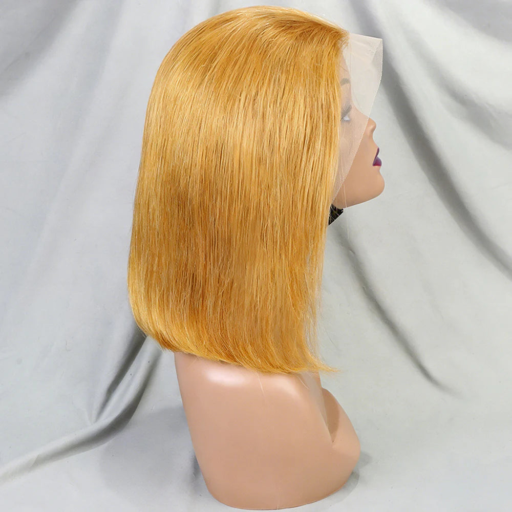 Perruque bob lisse 200% lace frontal auburn cuivré - vue 3