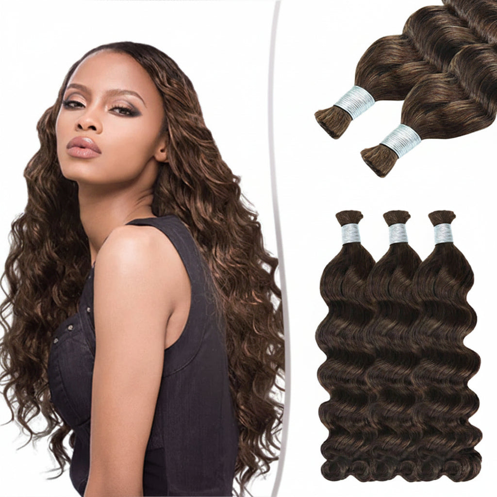 Mèches loose deep wave sans trame brun chocolat 4 - vue 1