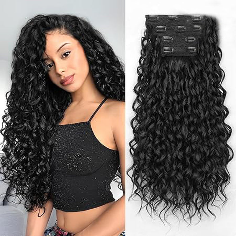 Extensions clips invisibles cheveux humains noir naturel 8 pièces - vue 2