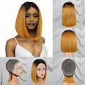 Perruque bob lisse 200% noir naturel auburn cuivré - vue 1