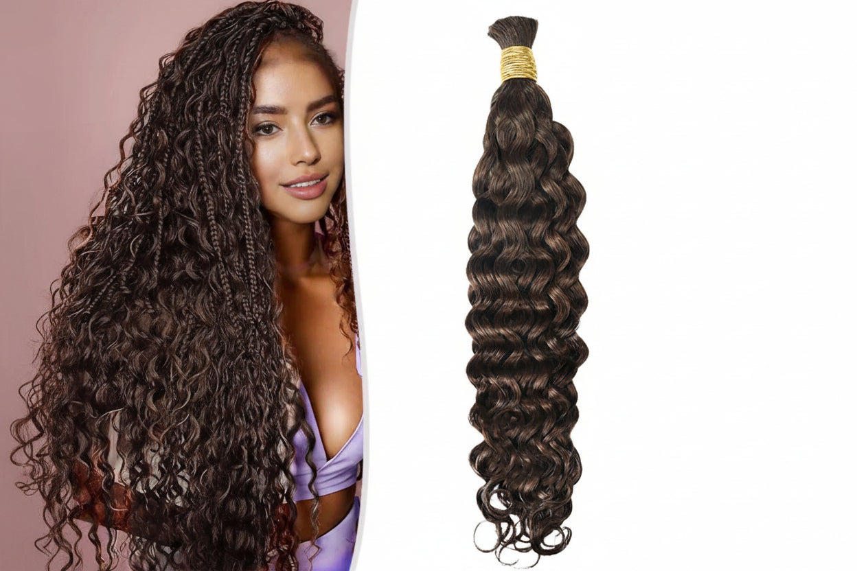 Mèches italian curly deep wave sans trame brun chocolat 4 - vue 2