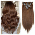 Extensions clips cheveux humains russes lisses brun chocolat 4 - vue 1