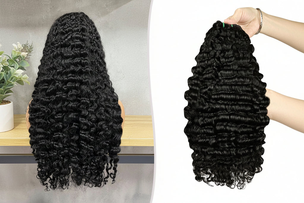 Tissage bouclé birman noir naturel cheveux humains Remy - vue 1