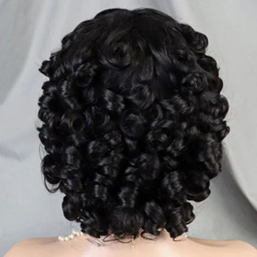 PERRUCIA Perruque Courte Bouclée Sans Lace – 100% Cheveux Humains – Boucles Souples 10 Pouces
