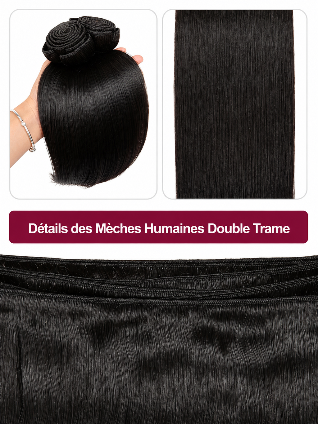 Tissage cheveux humains bruts vietnamiens 100% Remy - vue 3
