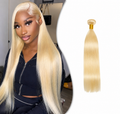 Extensions lisses cheveux humains Remy blond platine 613 - vue 1