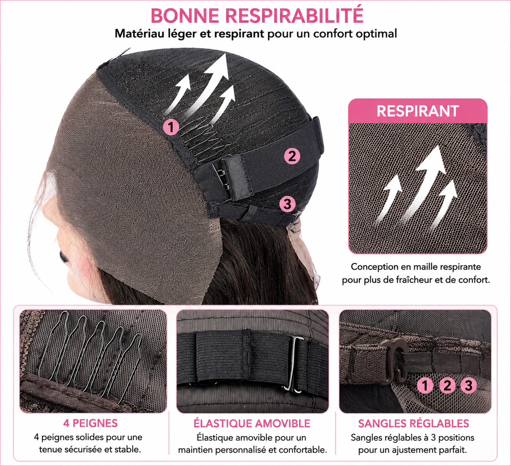 Perruque lace front deep wave 220% cheveux humains Remy - vue portée