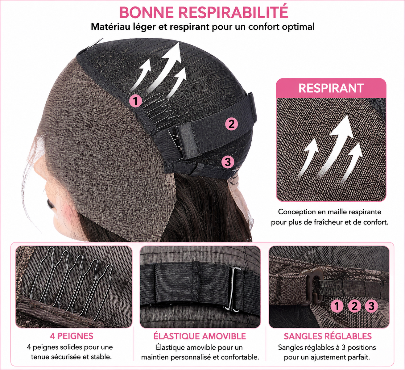 Perruque lace front deep wave 220% cheveux humains Remy - vue portée