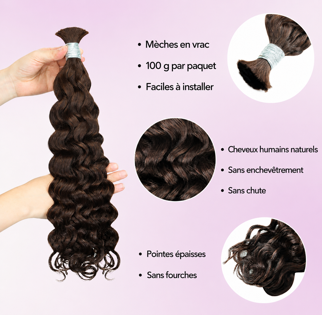 Mèche italian curly deep wave sans trame brun foncé 2 - vue 3
