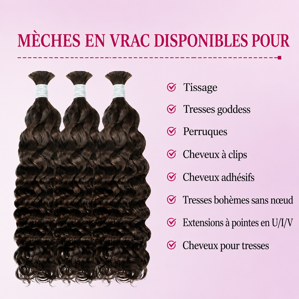 Mèche italian curly deep wave sans trame brun foncé 2 - vue 4
