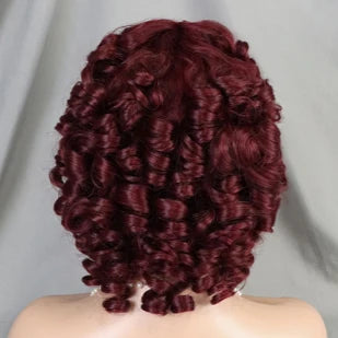 PERRUCIA Perruque Courte Bouclée Sans Lace – 100% Cheveux Humains – Boucles Souples 10 Pouces