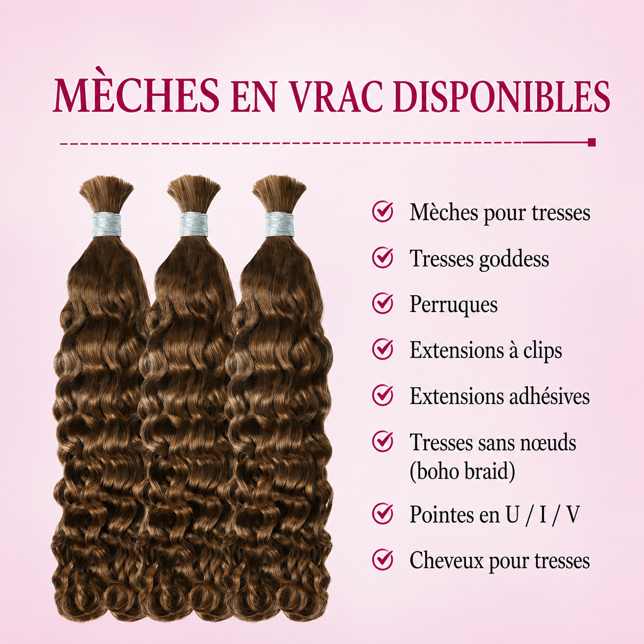 Mèches italian curly sans trame cuivré brun 30 - vue 4