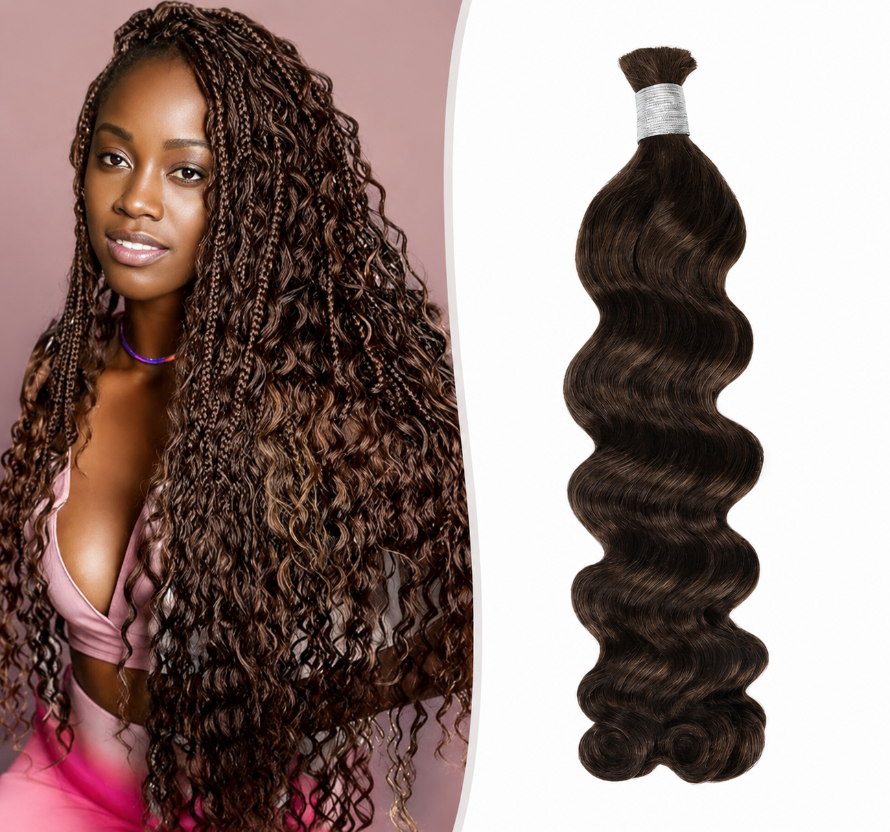 Mèches loose deep wave sans trame brun chocolat 4 - vue 2