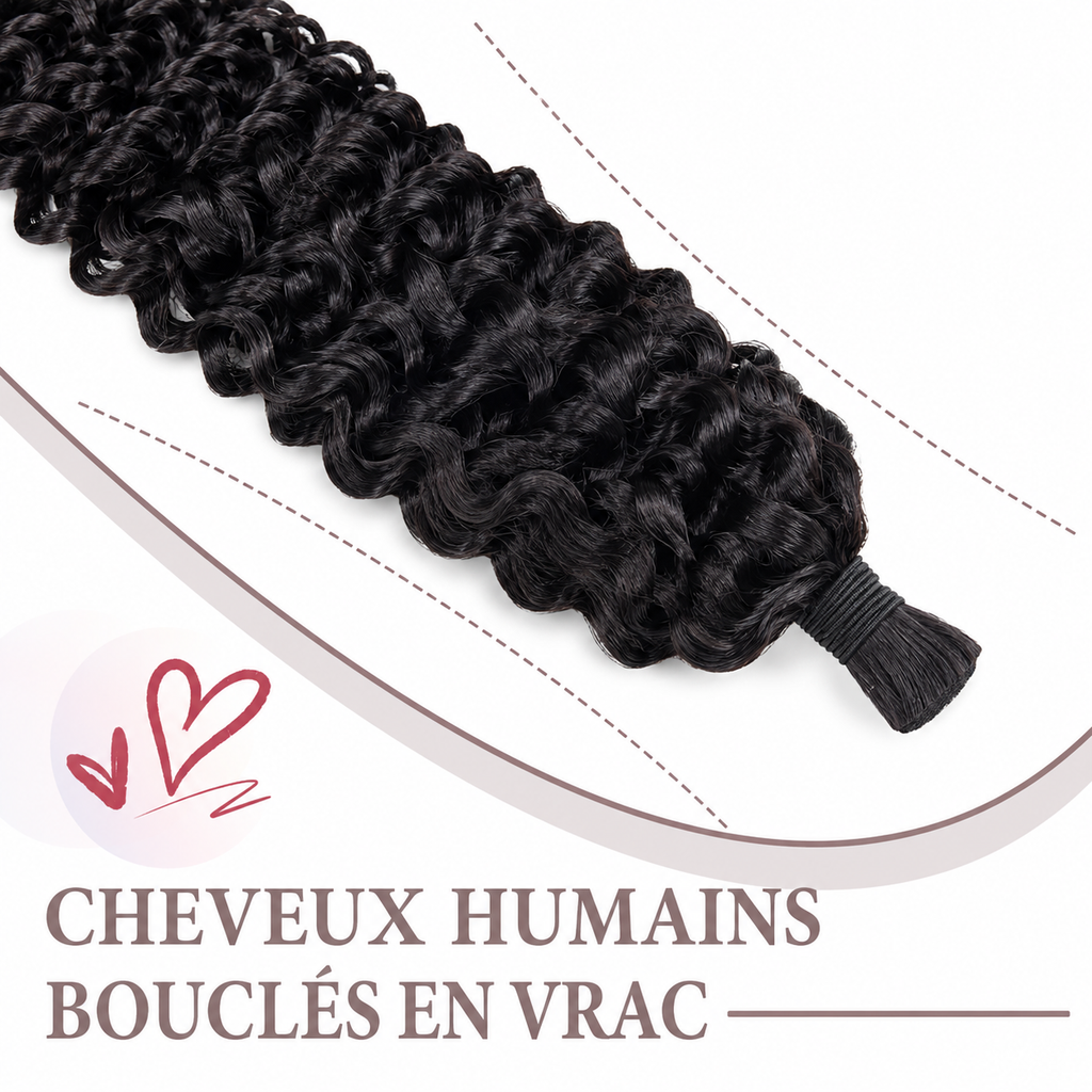 Mèches deep curly sans trame cheveux humains noir naturel - vue 3