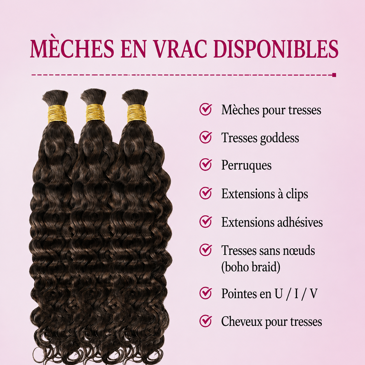 Mèches italian curly deep wave sans trame brun chocolat 4 - vue 4