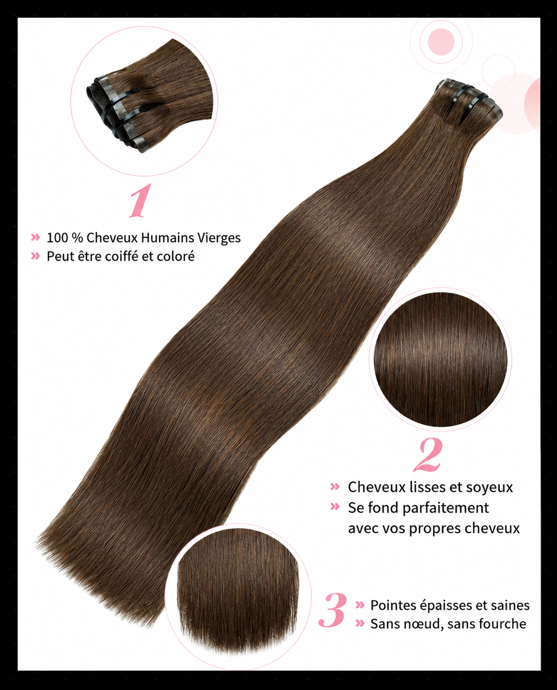 Extensions clips invisibles sans couture cheveux humains Remy - vue 8