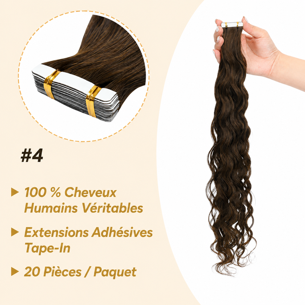 Extensions tape-in water wave cheveux humains Remy - vue 5