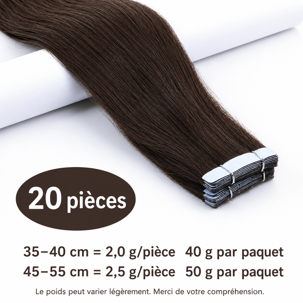 Extensions adhésives invisibles brun foncé et chocolat - vue 4