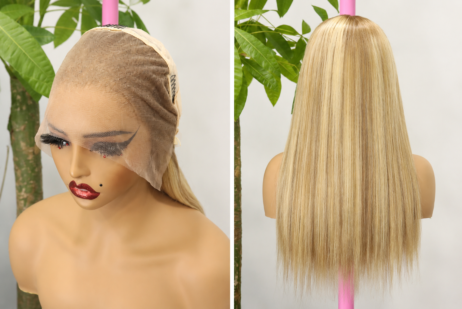 Perruque premium boucles souples lisse 300% blond platine 613 - vue 6