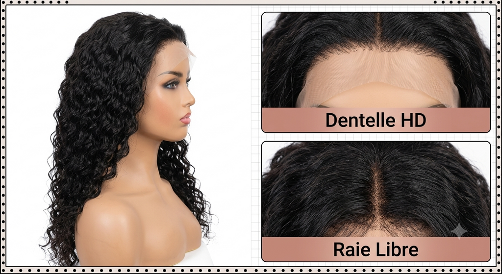 Perruque lace front deep wave 220% coloris châtain foncé caramel 4-30