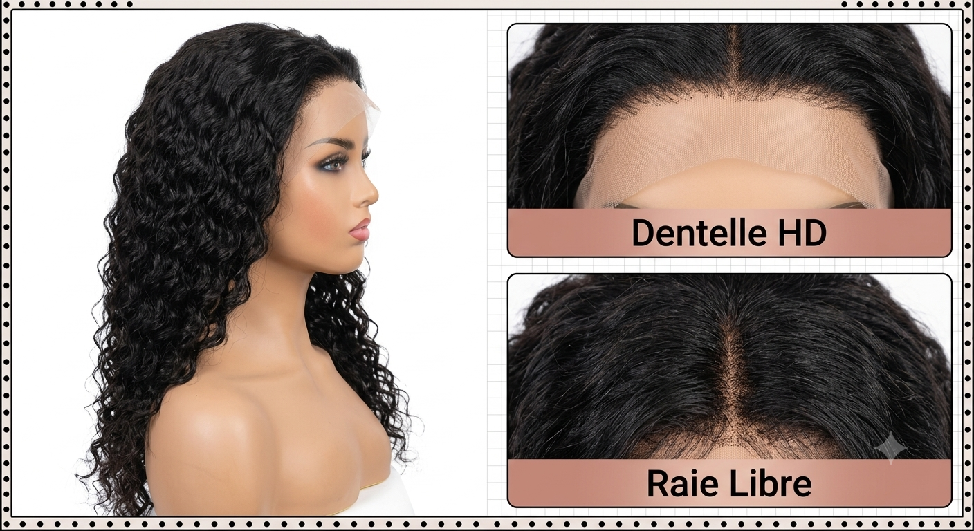 Perruque lace front deep wave 220% coloris châtain foncé caramel 4-30