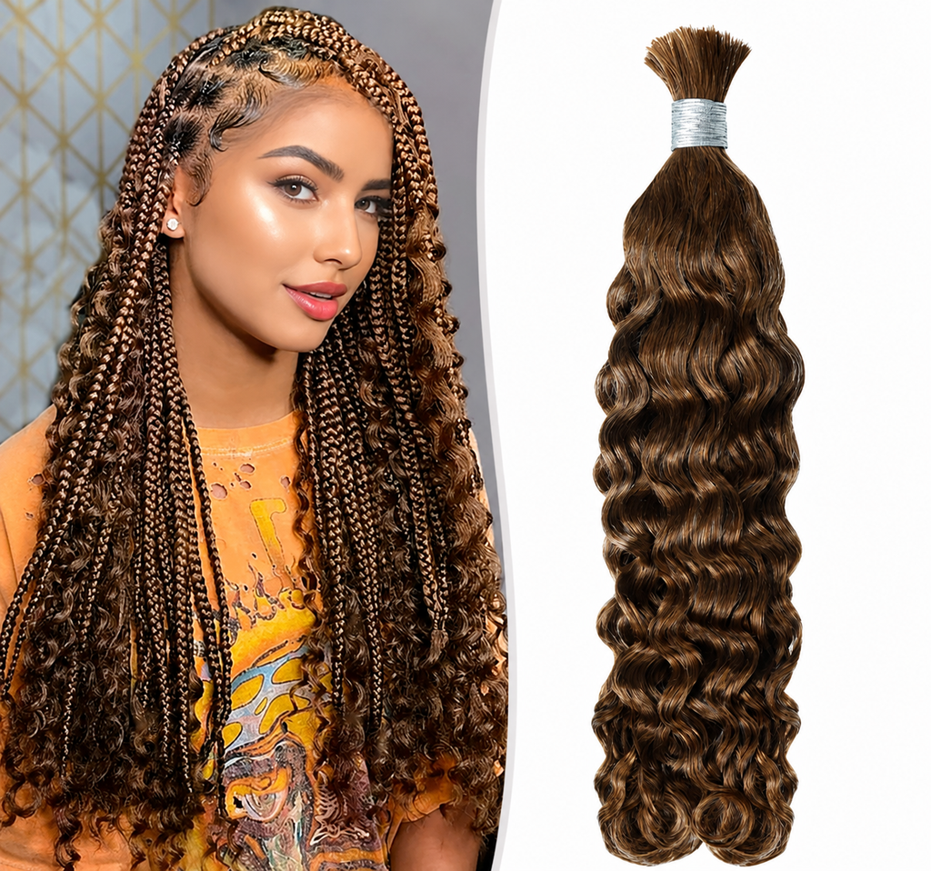 Mèches italian curly sans trame cuivré brun 30 - vue 2