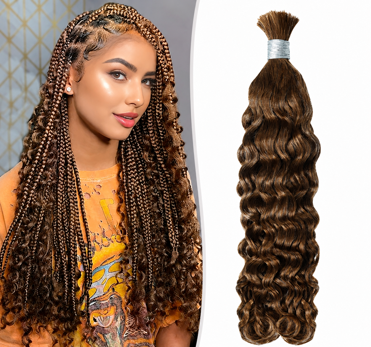 Mèches italian curly sans trame cuivré brun 30 - vue 2