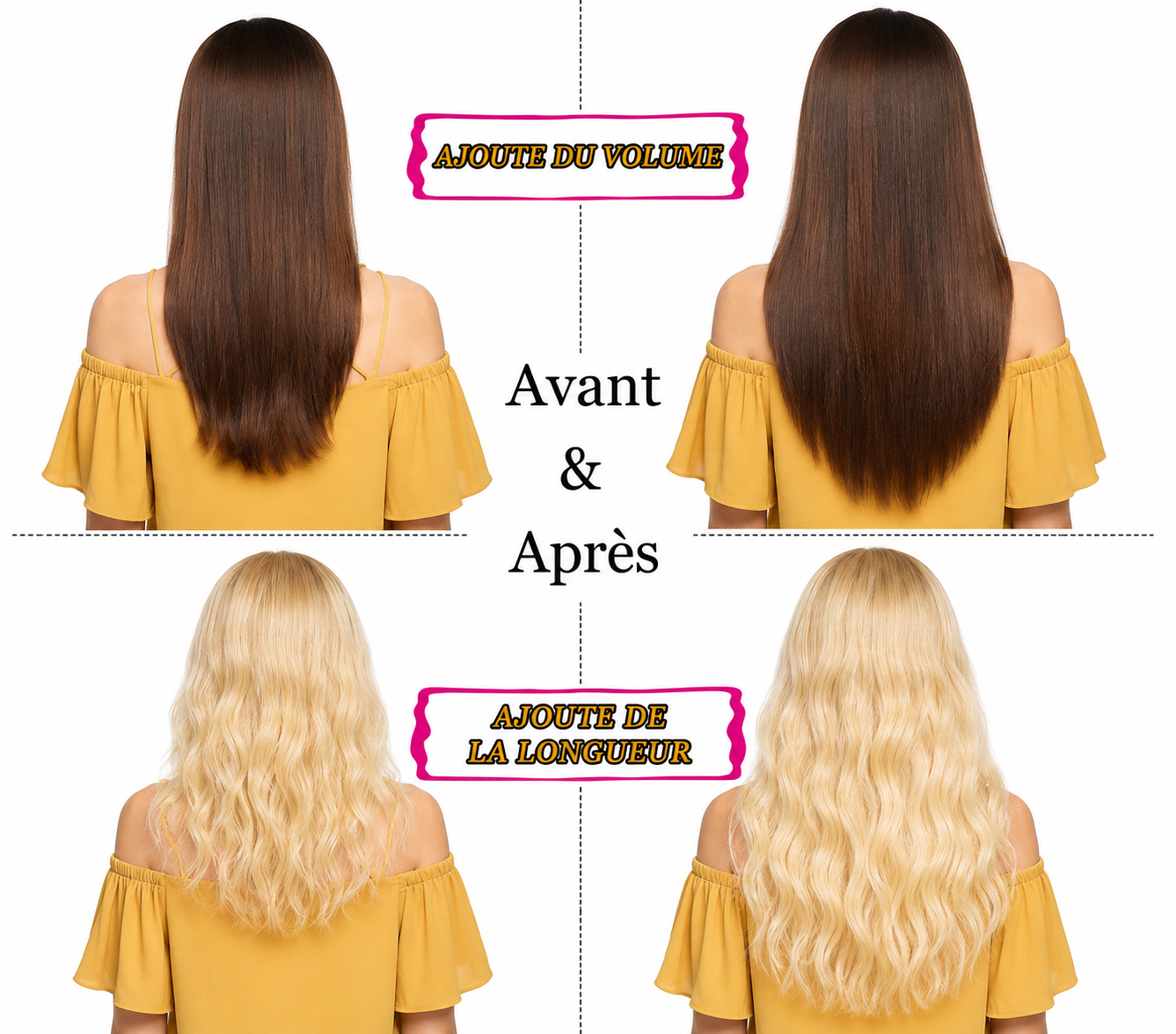 Extensions clips lisses noir naturel 8 pièces - vue 2