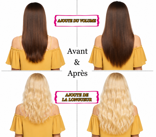 Extensions clips lisses noir naturel 8 pièces - vue 2