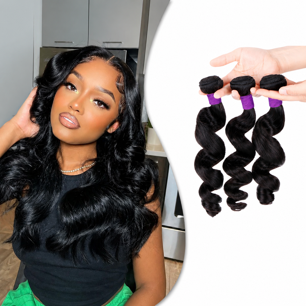 Tissage loose wave cheveux humains Remy noir naturel - vue 1