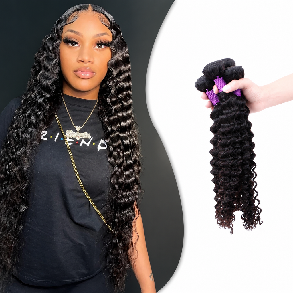Tissage ondulations profondes deep wave cheveux humains naturels - vue 1