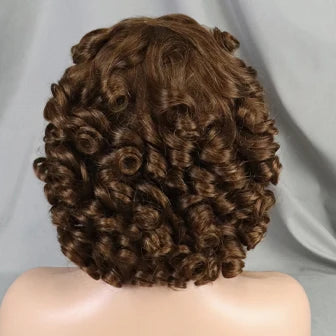 PERRUCIA Perruque Courte Bouclée Sans Lace – 100% Cheveux Humains – Boucles Souples 10 Pouces