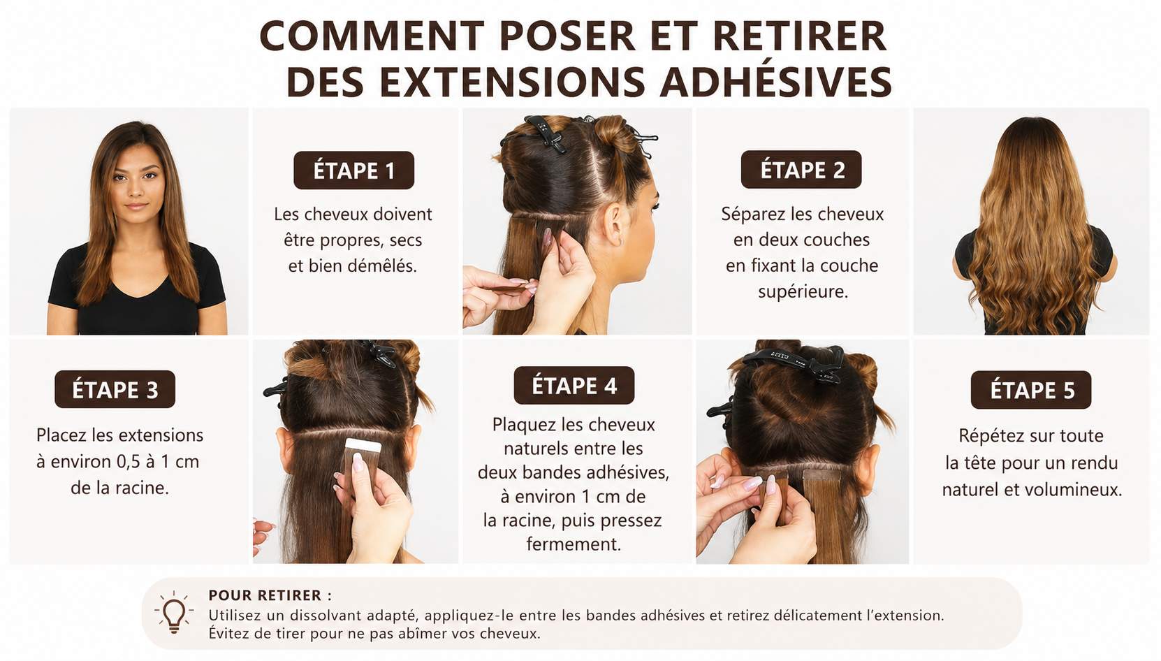 Extensions adhésives invisibles - pose étape 1
