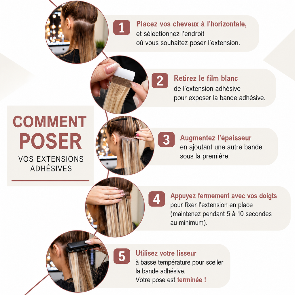 Extensions tape-in water wave - pose étape