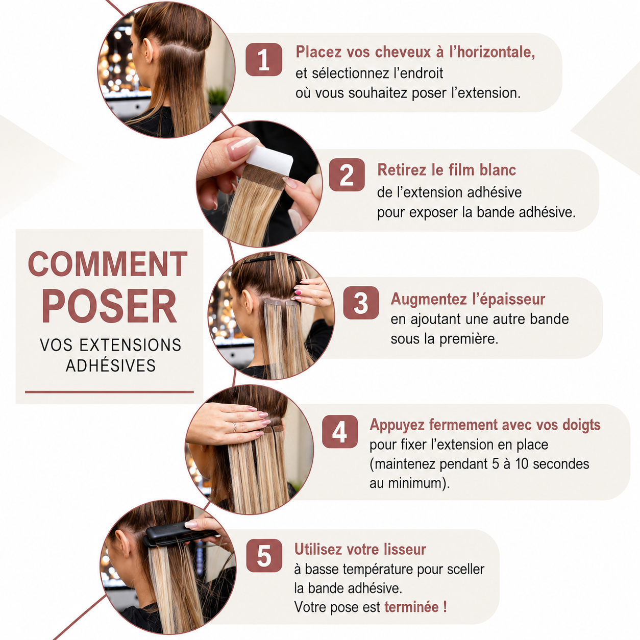 Extensions tape-in water wave - pose étape