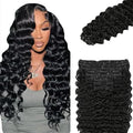 Extensions clips invisibles cheveux humains noir naturel 8 pièces - vue 1