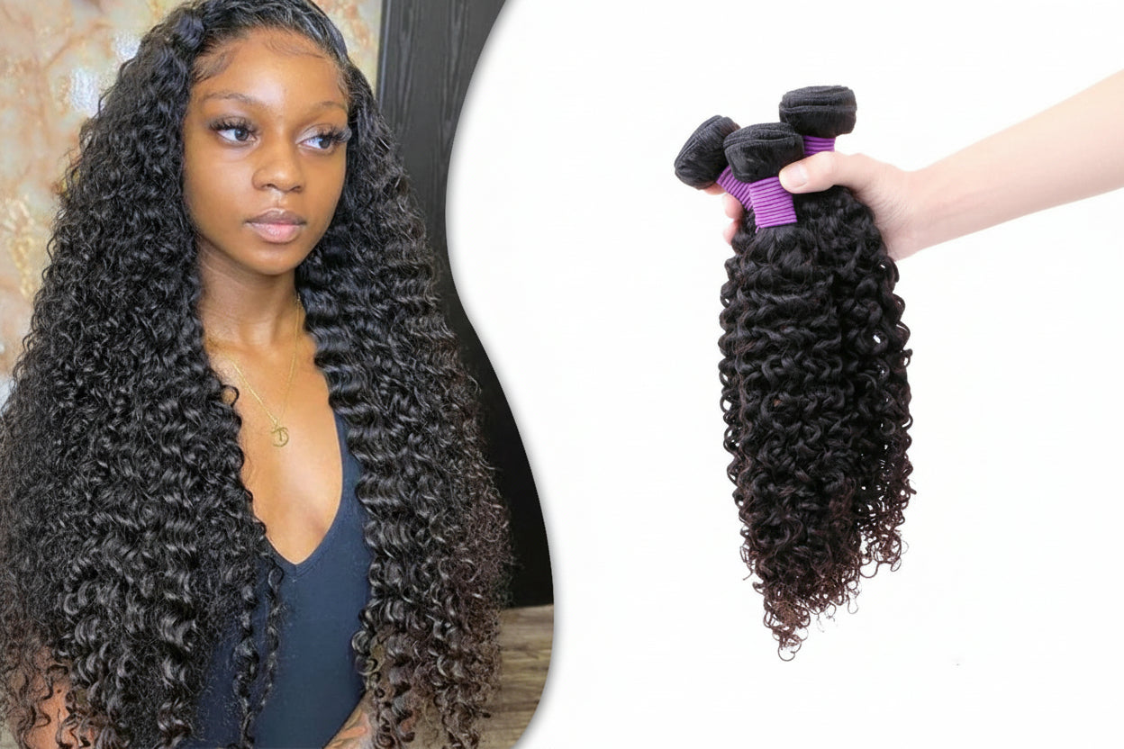 Tissage deep curly brésilien cheveux humains Remy noir naturel - vue 1