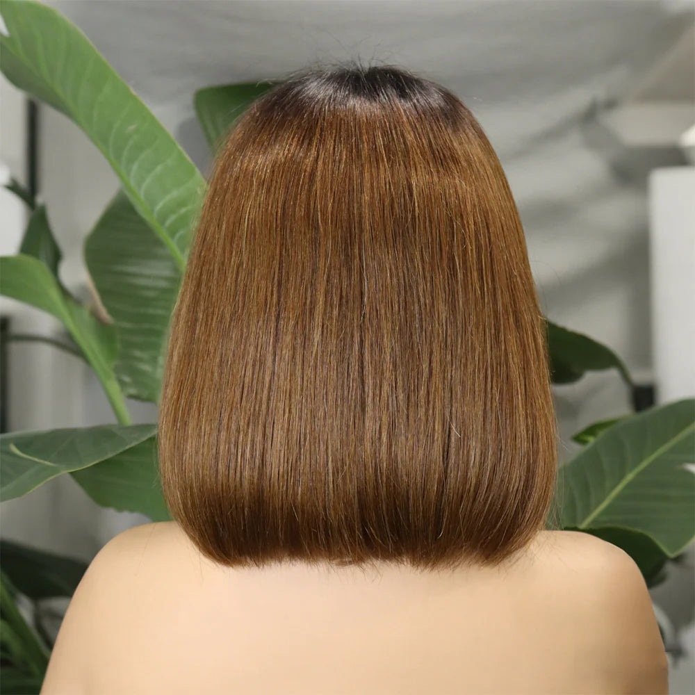 Perruque bob closure 4x4 HD lisse cheveux humains bruts vierges Remy - vue 1