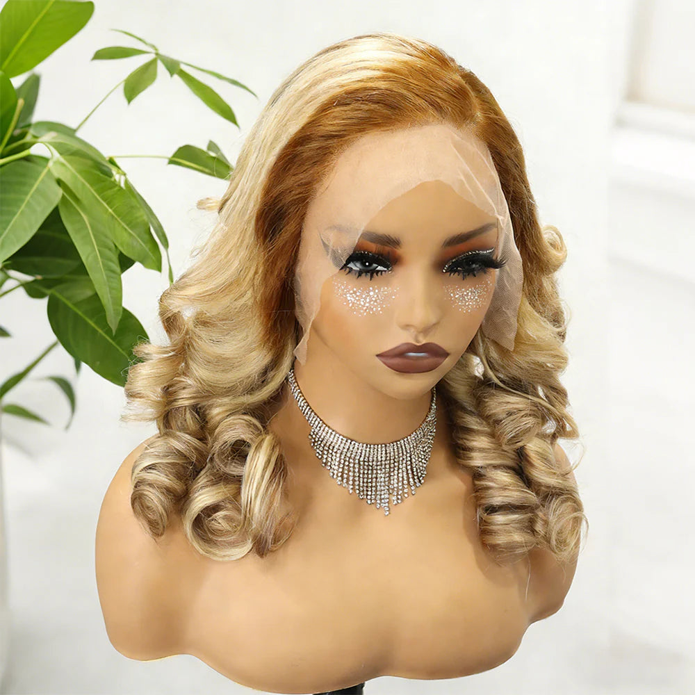 Perruque premium boucles souples lisse 300% blond platine 613 - vue 3
