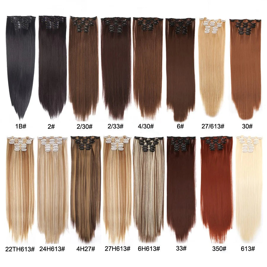 Extensions clips lisses noir naturel 8 pièces - vue 5